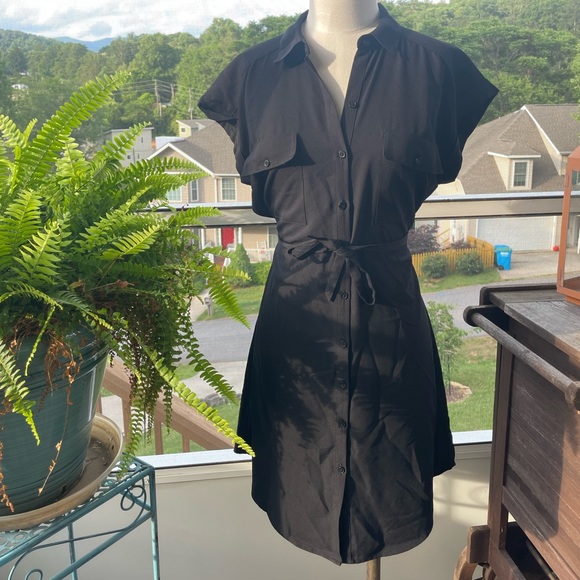 Women’s Black Button-up Dress with Collar - Picture 1 of 6